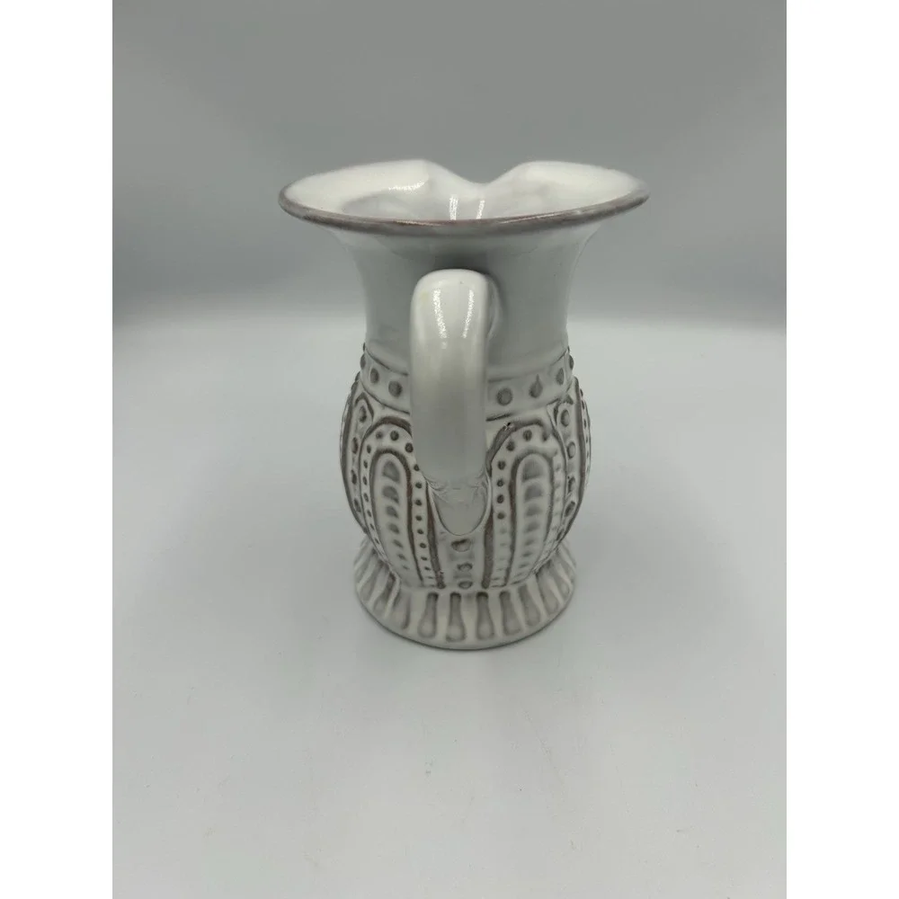 Godinger & Co Tribeca White/Gray Ceramic Pitcher 12 oz Glossy Oven/DW Safe